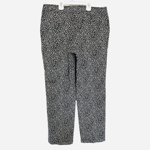 Liz Claiborne Audra Pants 100% Cotton Navy/Cream Print Crop Pants Sz 6 - Picture 5 of 5